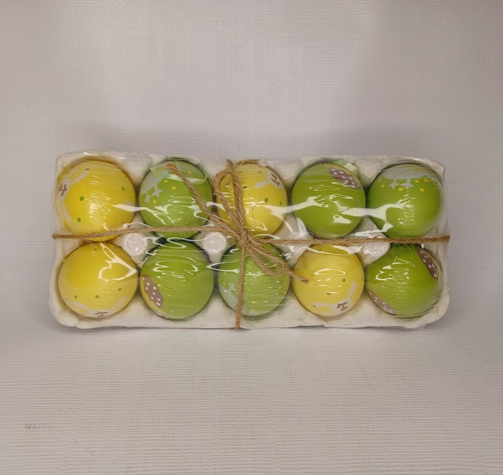10 Plastic Decorated Easter Eggs Hanging Decorations