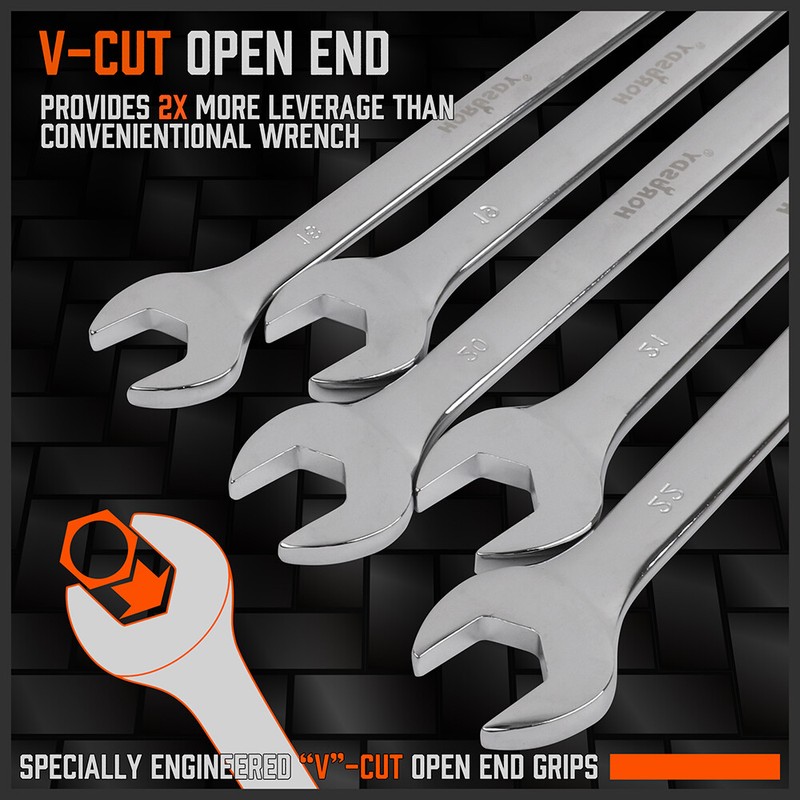 15PC Combination Spanner Wrench Ring Open Ended 8-22mm Metric 12 Point "V" Notch gallery