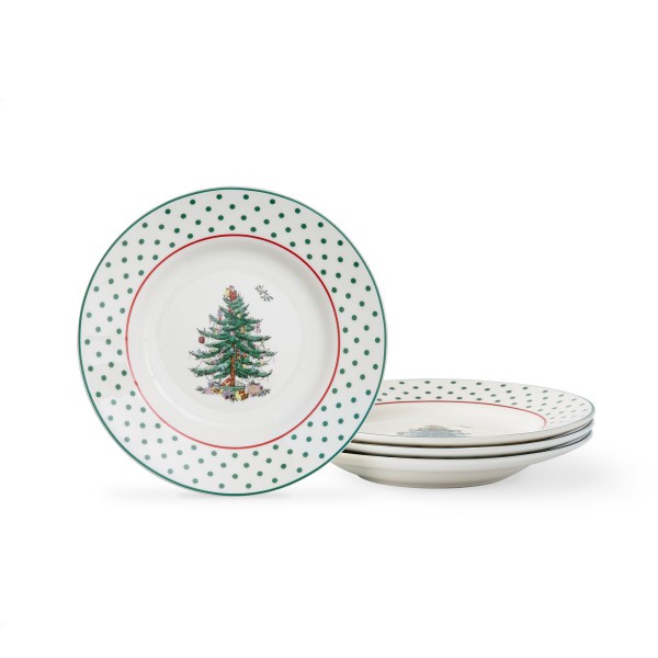 Spode Christmas Tree Polka Dot Tidbit Plates Set of 4 - Dishwasher Safe gallery