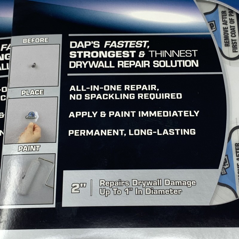 DAP Eclipse Rapid Wall / Ceiling Repair Patch Includes 4 - 2" Patches NEW gallery
