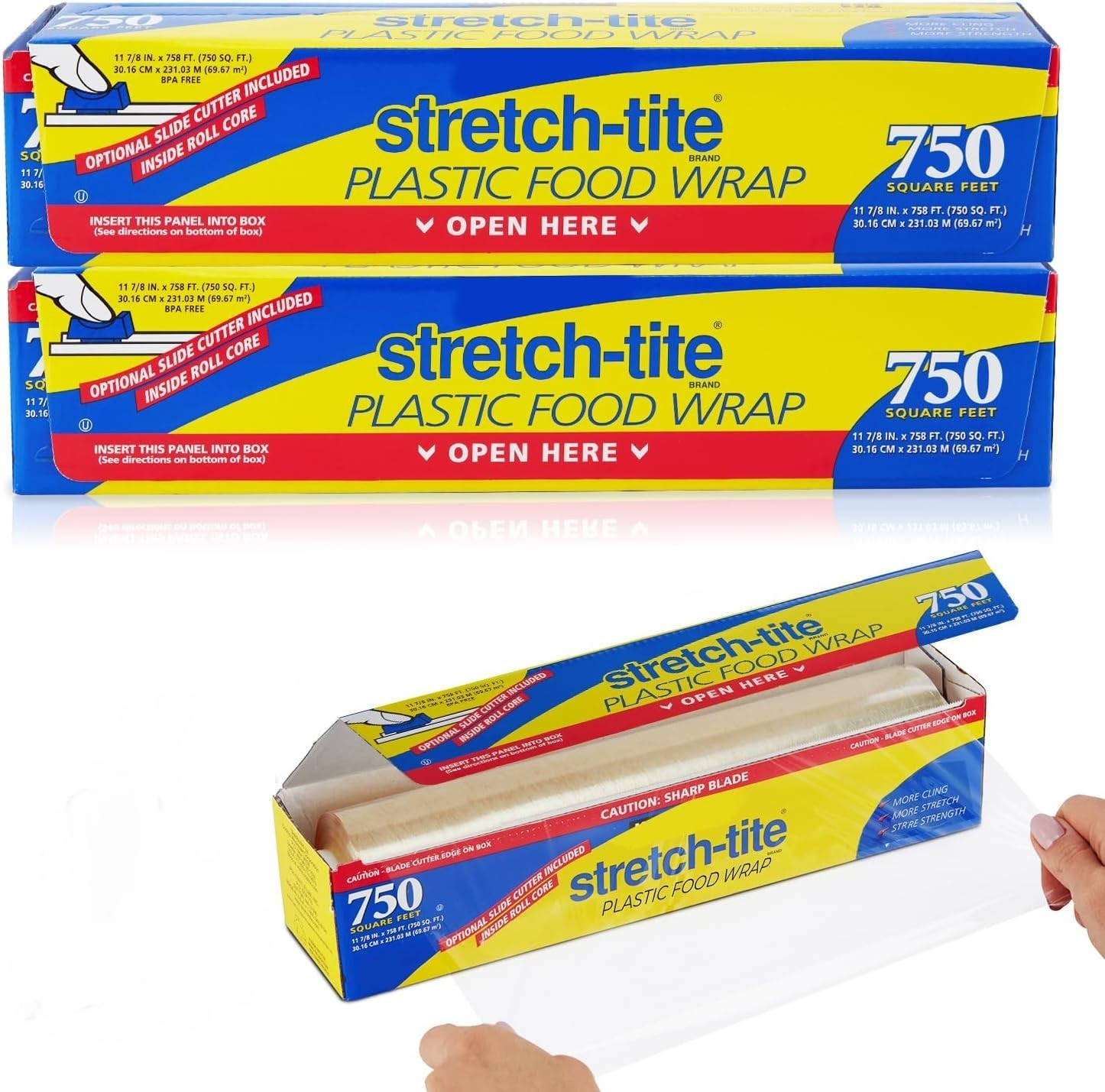 Kirkland Stretch Tite Plastic Food Wrap 2 Pack 750 Sq Ft 11-7/8" Cling Film gallery