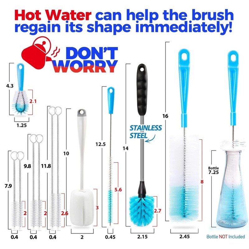 9PCS Bottle Brush Pipe Cleaning Kit Bong Brushes Water Bubbler Hose Tips Cleaner gallery