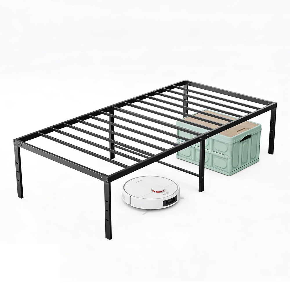 metal bed frame with Storage Space, Platform Foundation, No Box Spring Needed