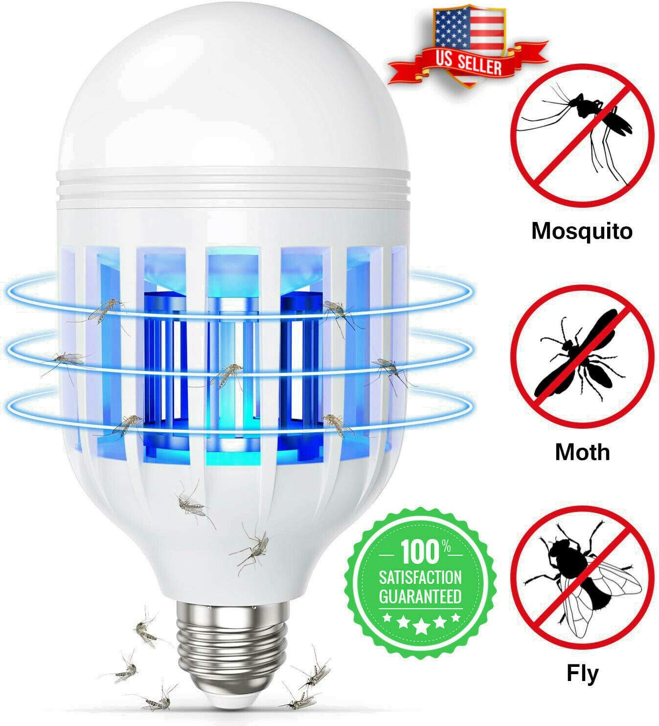 Bug Zapper LED Light Bulb Mosquito Lamp Fly Trap Killer Indoor Outdoor Insect US gallery