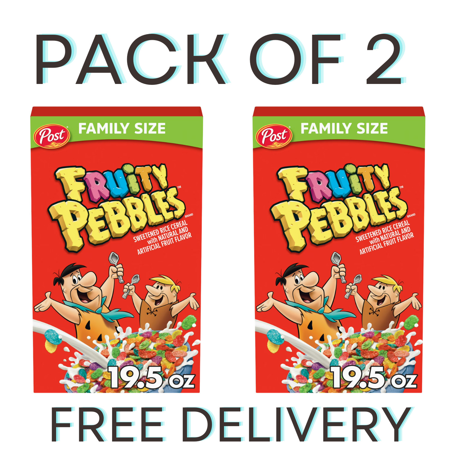 Post Fruity PEBBLES Breakfast Cereal, Gluten Free, Family Size Box, 19.5 oz... gallery