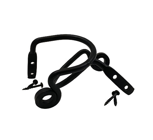 CURTAIN TIE BACKS - 2 Solid Wrought Iron Amish Hand Forged Scroll Holdback Hooks gallery