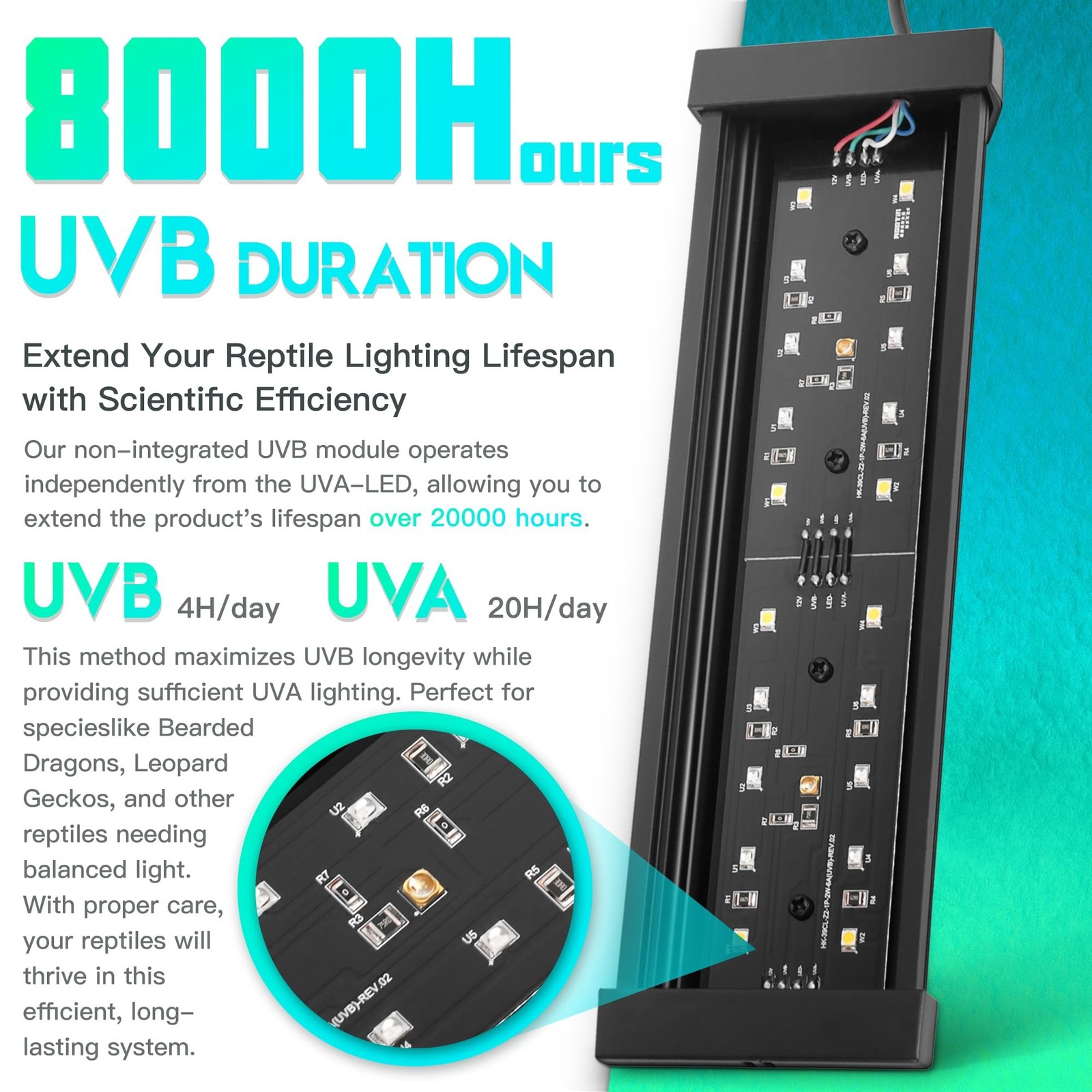 Dimmable LED Reptile UVB Lamp, 8000 Hours UVB Duration for Much Longer Lifesp... gallery