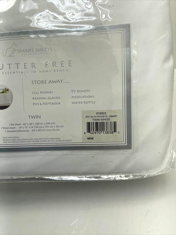 Swift Home Smart Sheets with 8'' Storage Pocket Twin White NEW gallery