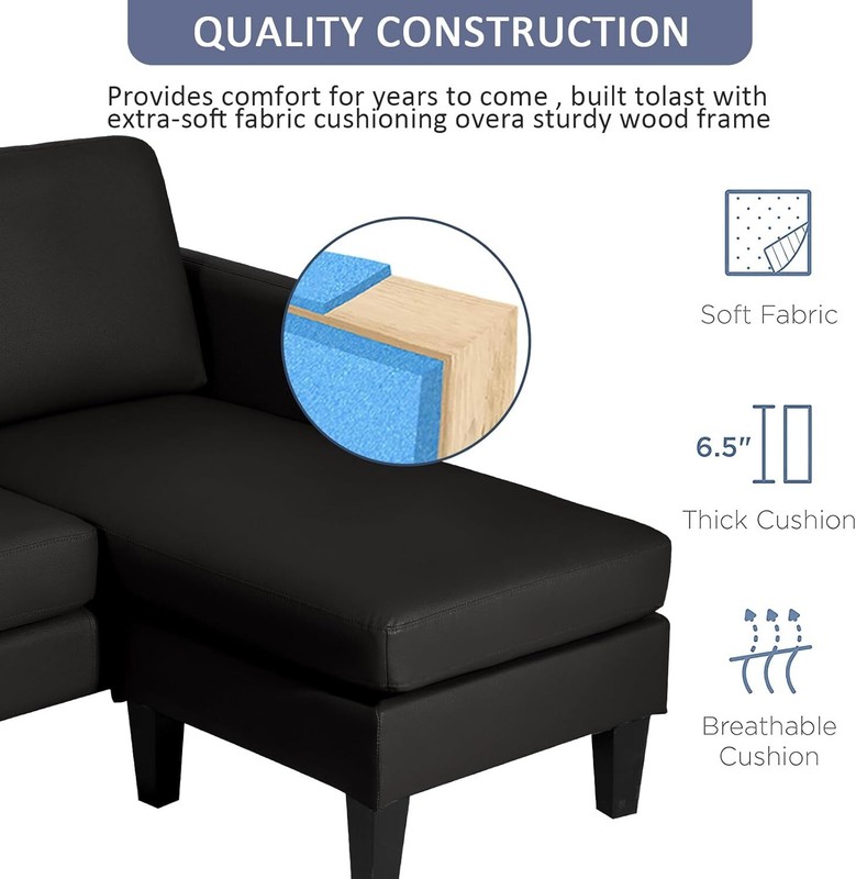Grepatio Convertible Sectional Sofa Couch, L-Shaped Couch with Modern Linen gallery