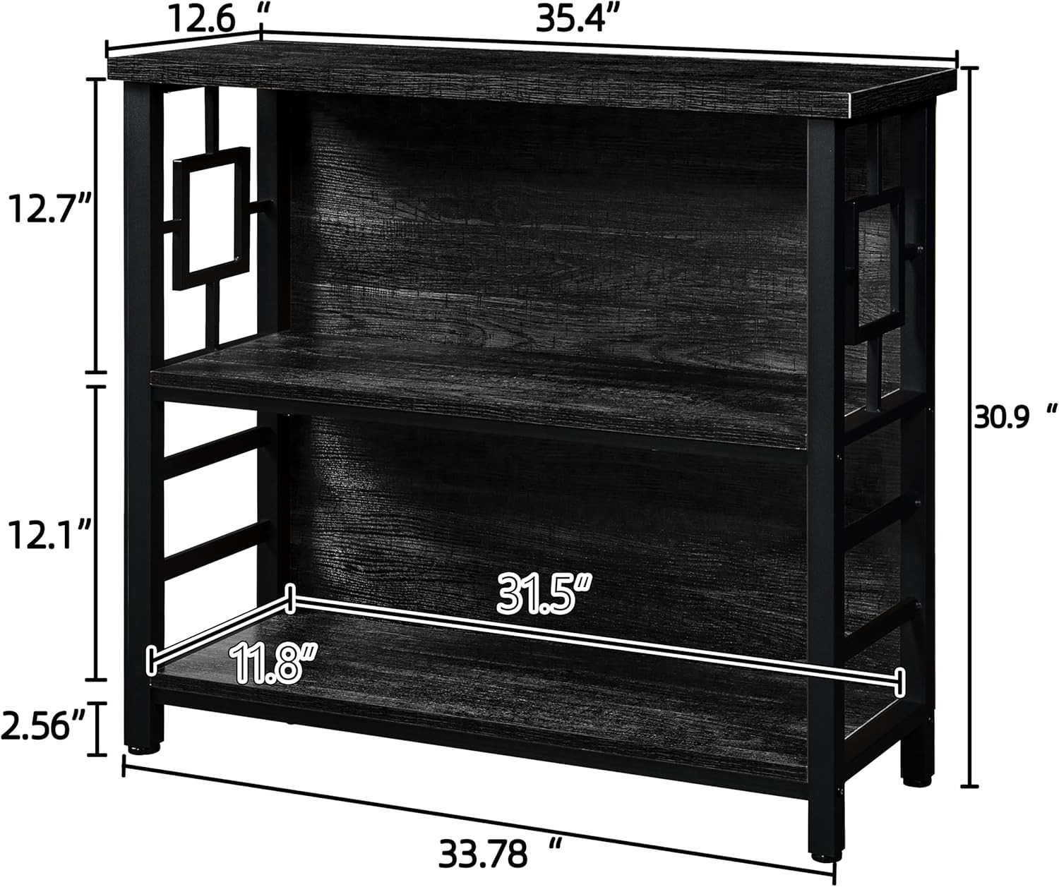 Book Shelf 3 Tier Deep Bookshelf W/ Storage Engineered Wood & Metal Shelf gallery