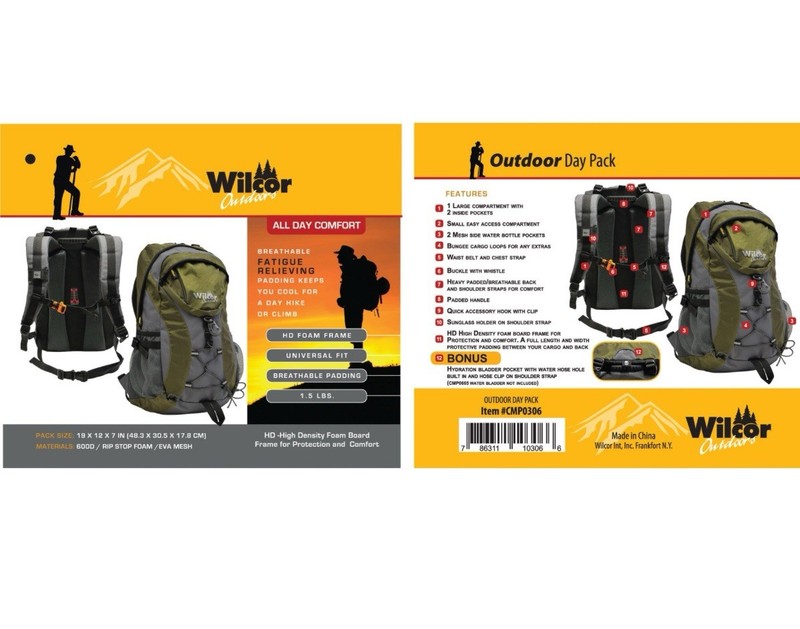 Daypack Hiking Backpack Wilcor Outdoors Orange 19” 2
