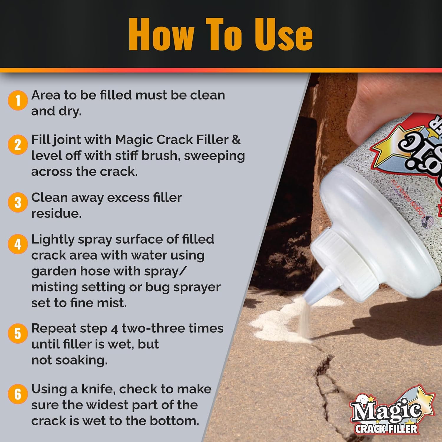 Magic Crack Filler 2.5LB Concrete Tan Easily Dry and DIY Tan, 1 gallery