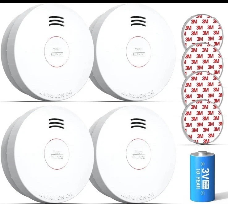 Smoke Detector 10 Year Battery Powered 4 Pack SITERWELL Compact gallery
