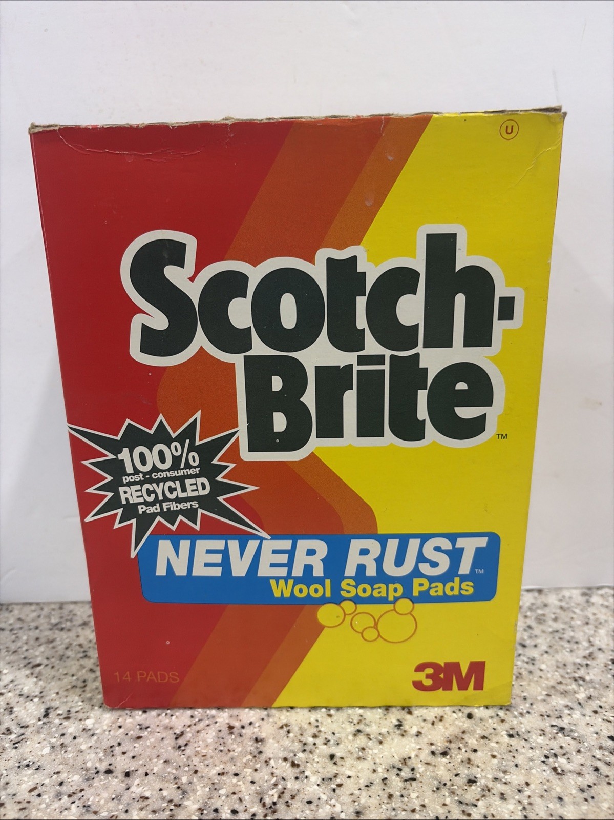 Vintage 3M Scotch-Brite Never Rust Wool Soap Pads 1993 Box of 14 soap pads gallery