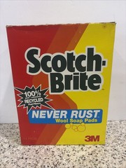 Vintage 3M Scotch-Brite Never Rust Wool Soap Pads 1993 Box of 14 soap pads