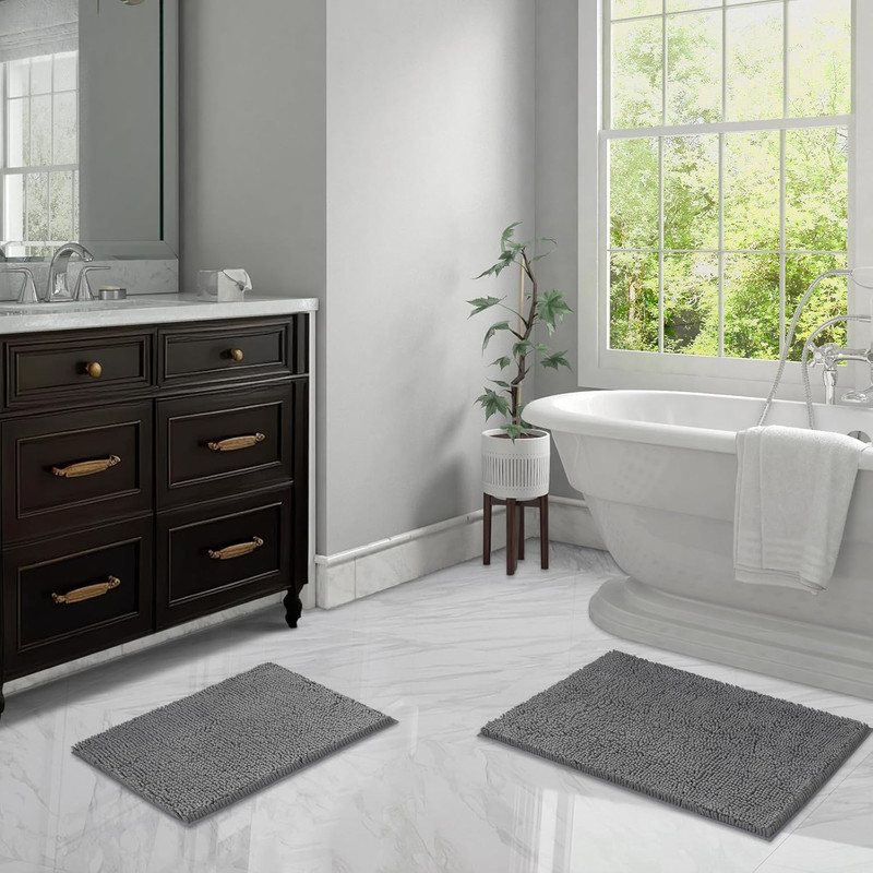 Bathroom Rugs Sets 2 Piece, Absorbent Soft Chenille Bath Mat gallery