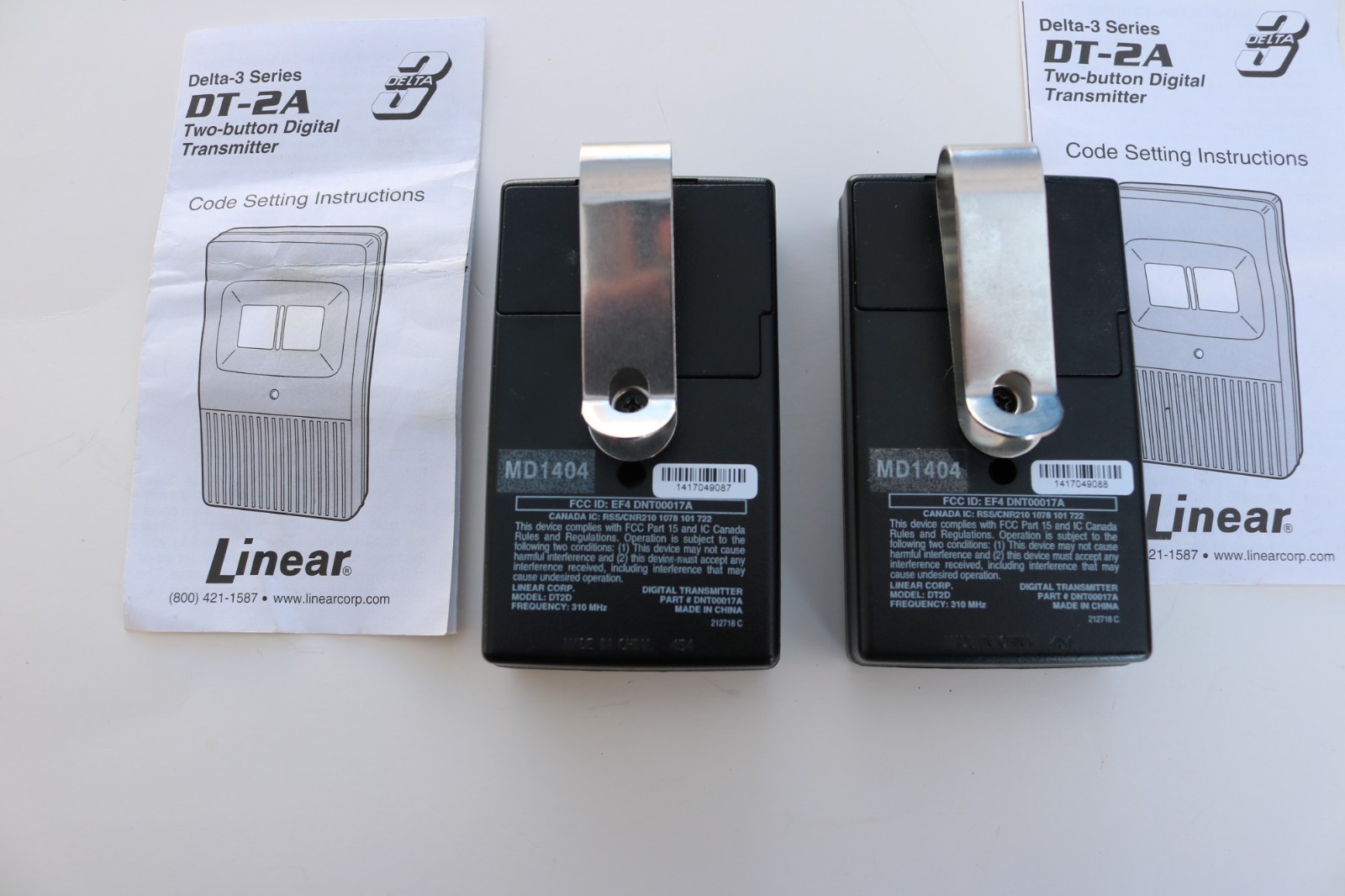 Linear DT-2A 2-Channel Delta-3 Visor Transmitter, Includes 9V Battery. gallery