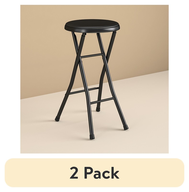 (2 pack) 24" Vinyl Padded Folding Stool, Black gallery