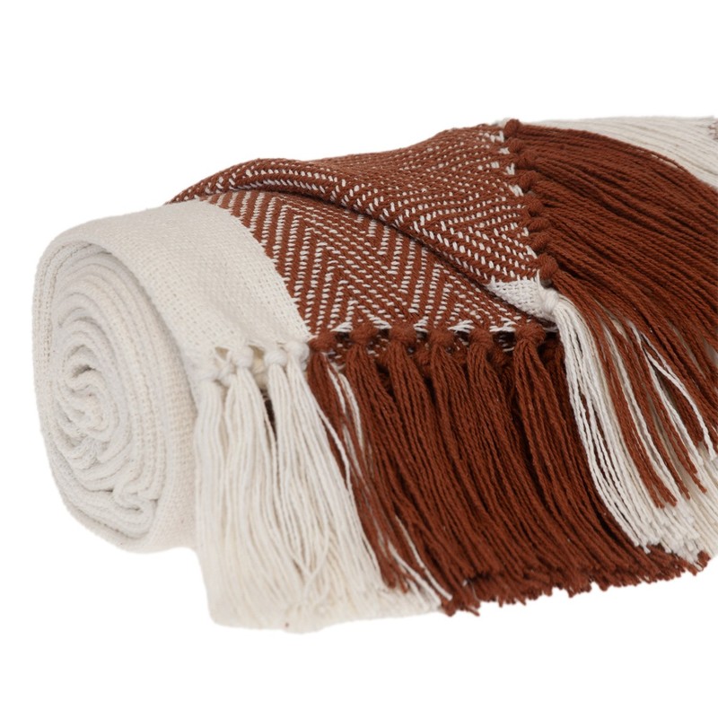 Parkland Collection Archee Rust Striped Cotton 50" x 60" Throw Blanket gallery