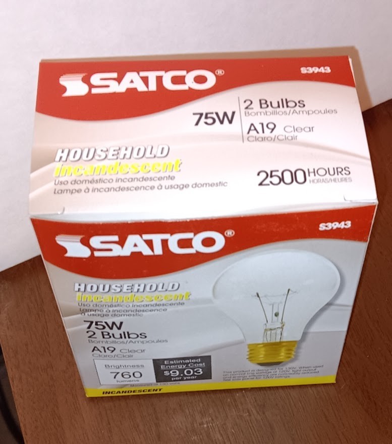 Satco - 75 w - Clear General Purpose A19 - Light Bulbs - 1 Pack/2 Bulbs gallery