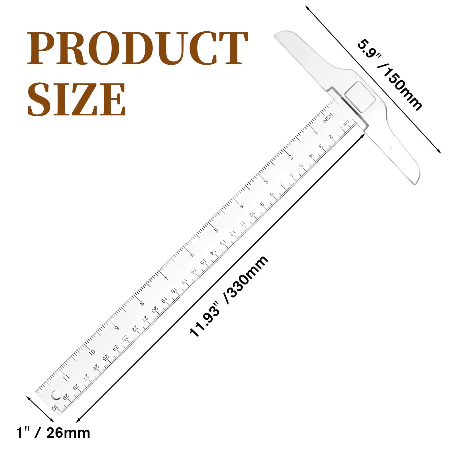 12 Inch/30 cm Plastic T-Square Transparent T-Ruler Drafting T Square Inch Met... gallery