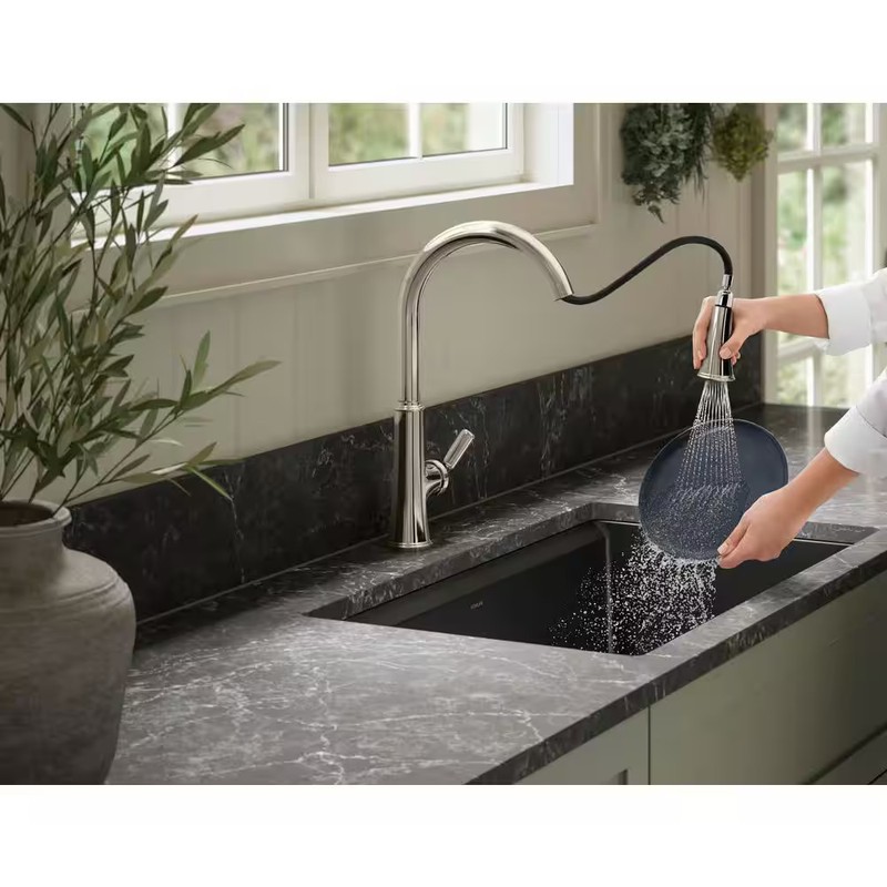 KOHLER Adva Pull Down Sprayer Kitchen Faucet in Vibrant POLISHED NICKEL gallery