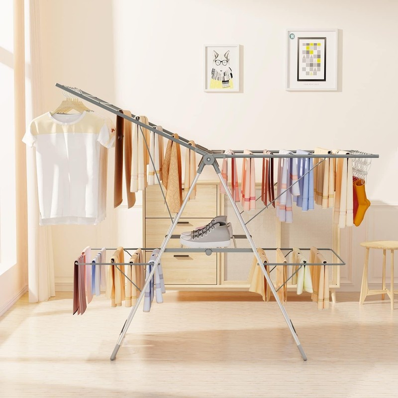 Clothes Drying Rack Foldable Large Laundry Drying Rack Collapsible Stainless ... gallery
