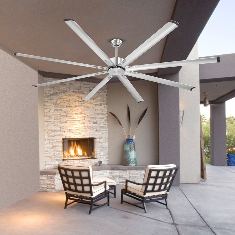 Brushed Nickel 96" Ceiling Fan — 8-Blade Aluminum, DC Motor, Flush Mount gallery