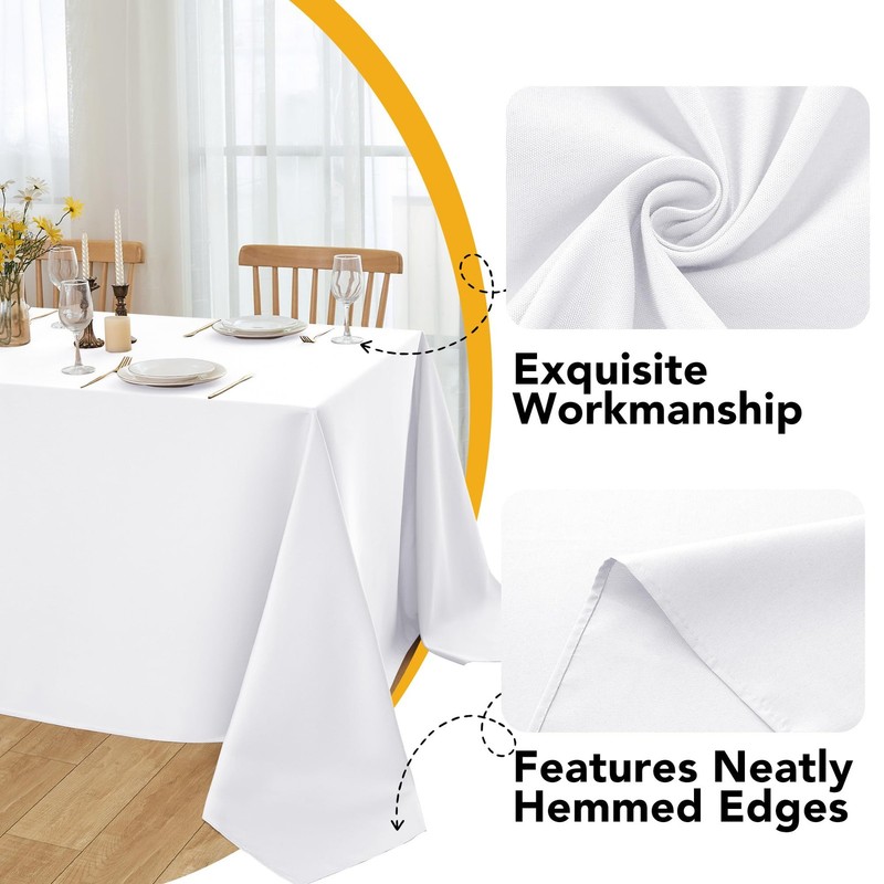 10-Pack White Tablecloths for Rectangle Tables, 60 x 102 Inches, Stain-Resist... gallery