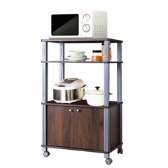 Bakers Rack Microwave Stand Rolling Storage Cart Multi-functional Display Walnut