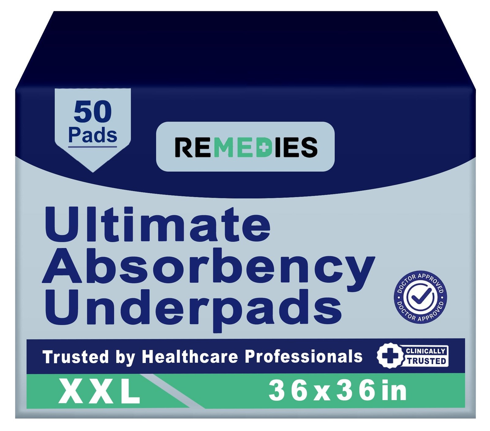 Remedies Extra Large Incontinence Bed Pads (36" x 36", 50 Count) - Super Absorbe gallery