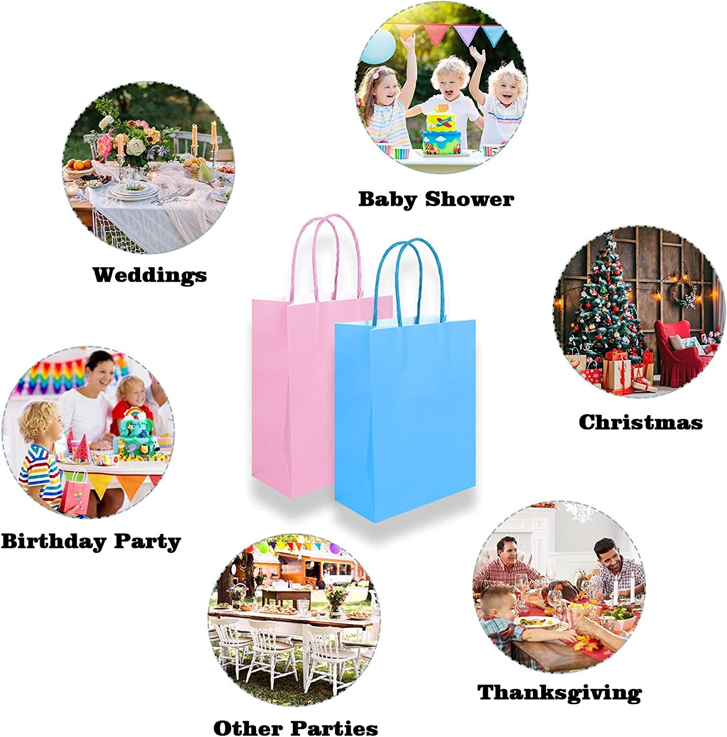 Multi-Coloured Paper Party Bags - Gift Bag With Handles -Birthday Loot Bag gallery