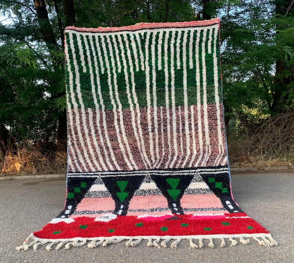 Handmade red multi moroccan berber wool rug for living room bedroom etc