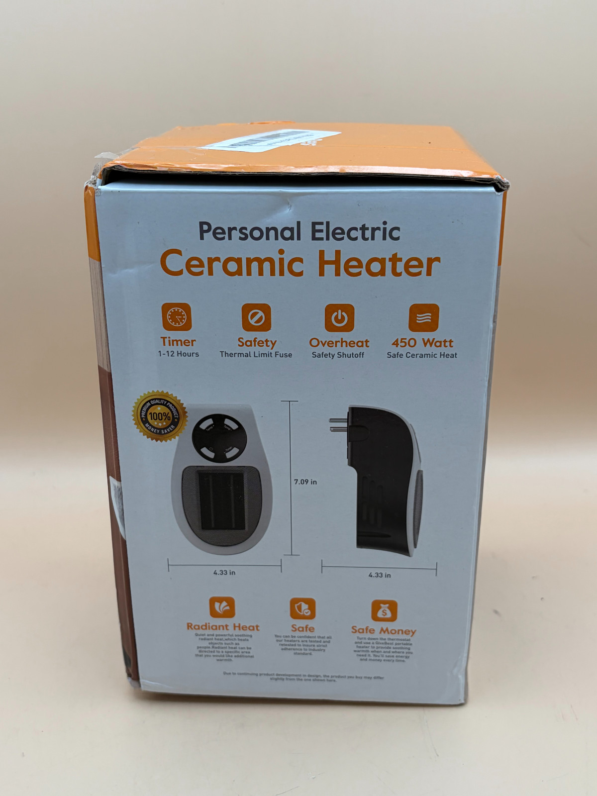 GiveBest Personal Electric Ceramic Heater 450W With 12 Hour Timer - New Open Box gallery