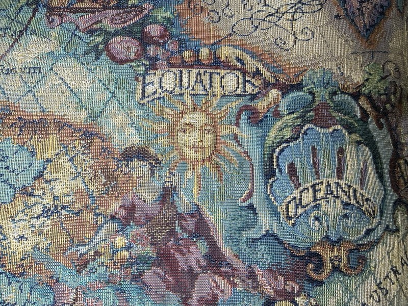 Map Throw Pillow Nautical Celestial Mermaidcore Sirens Vtg Old World Tapestry gallery