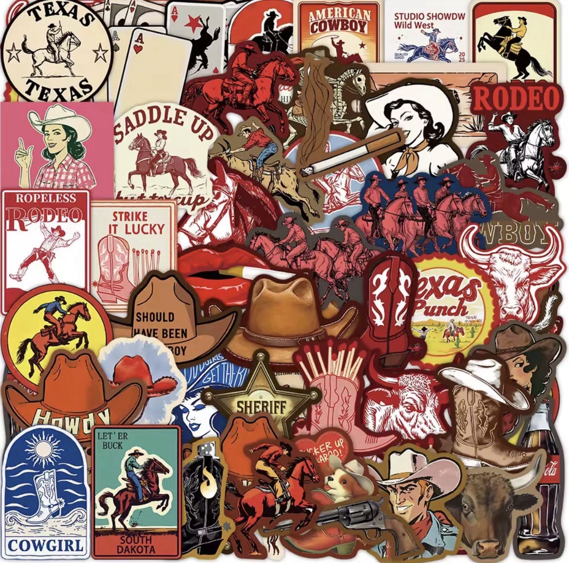 Western Cowboy Style 50pc Stickers Matte Western Cowgirl Stickers FREE SHIPPING gallery