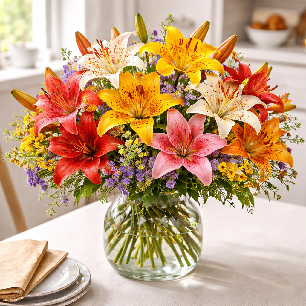 Mixed Color Tiger Lily Bulbs-Vibrant Blend of Orange, Yellow, Red, Pink, White 3 gallery