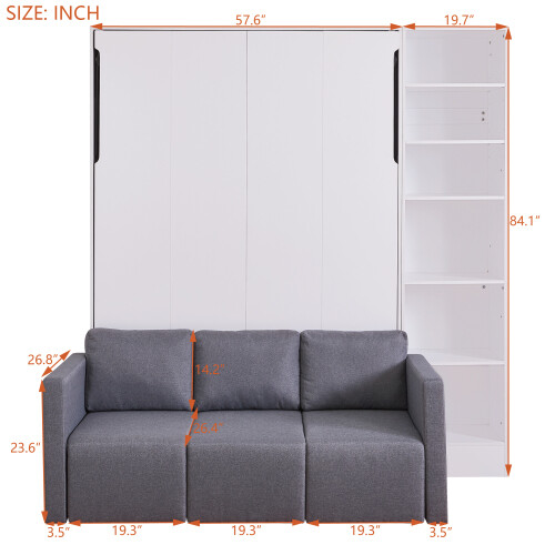 Murphy Wall Bed with Sofa & Storage Shelves Wood Murphy Chest Cabinet Furniture gallery
