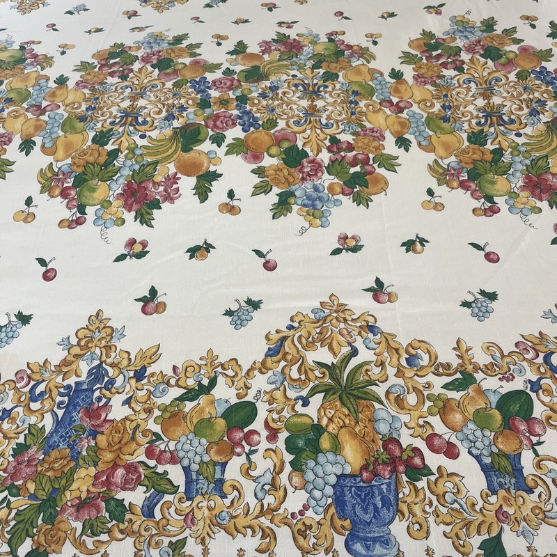 Renaissance-style Rectangular TABLECLOTH SCROLL & FRUITS 60x 78” gallery