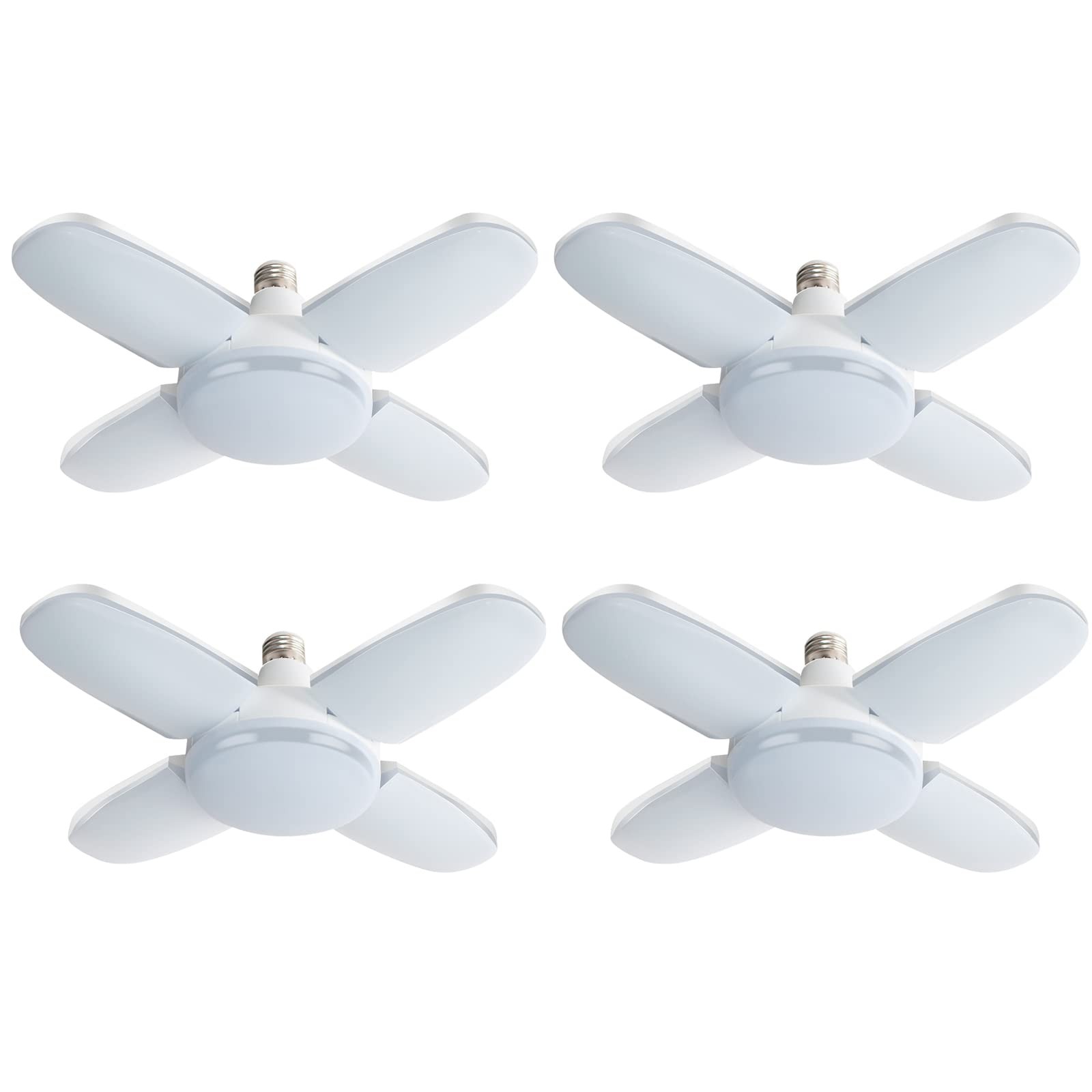 LED Garage Lights 4 Pack, 80W LED Shop Light with 4+1 Multi-Position Panels Defo gallery