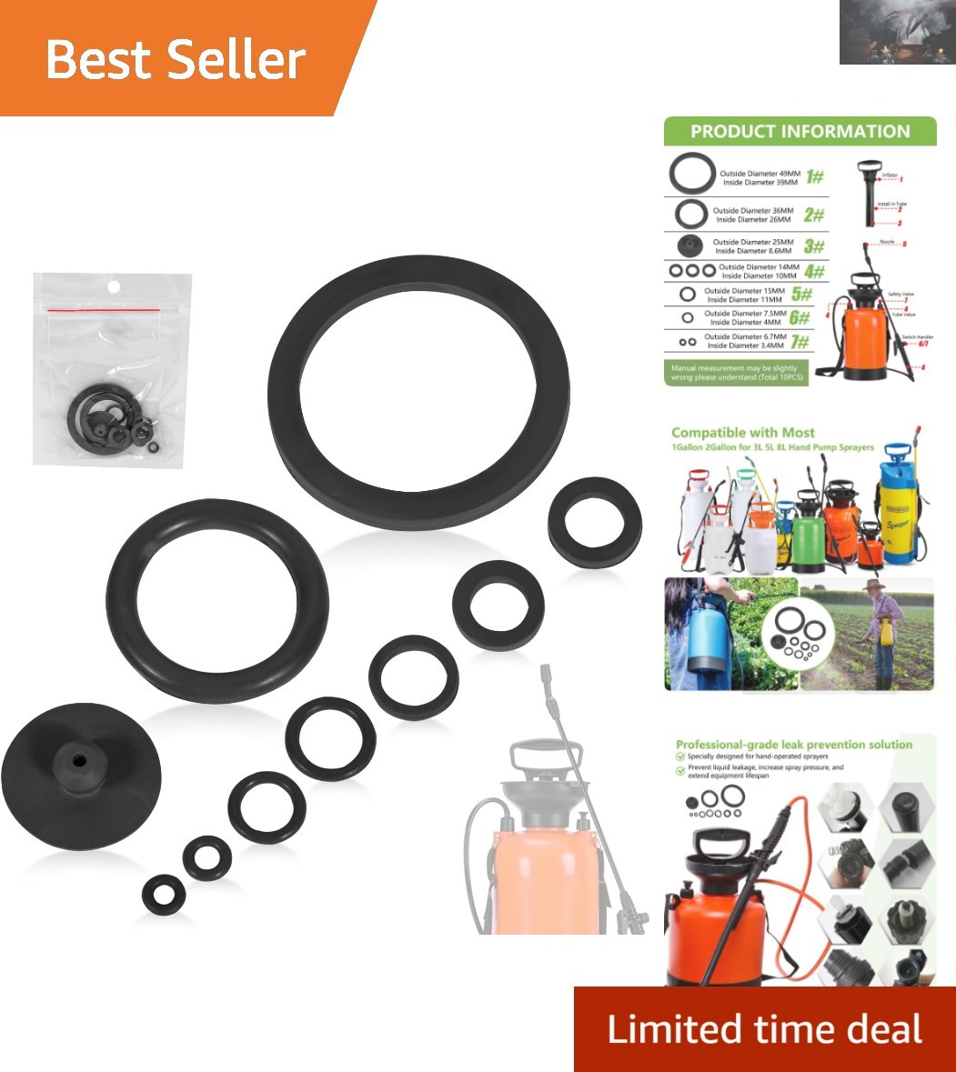 Multi-Size 10 Pack O-Rings for 1-2 Gallon & 3-8L Garden Sprayers - Durable Seals gallery