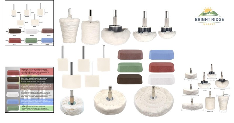 Complete Polishing Kit with 19 Buffing Wheels for Aluminum and Chrome Surfaces gallery