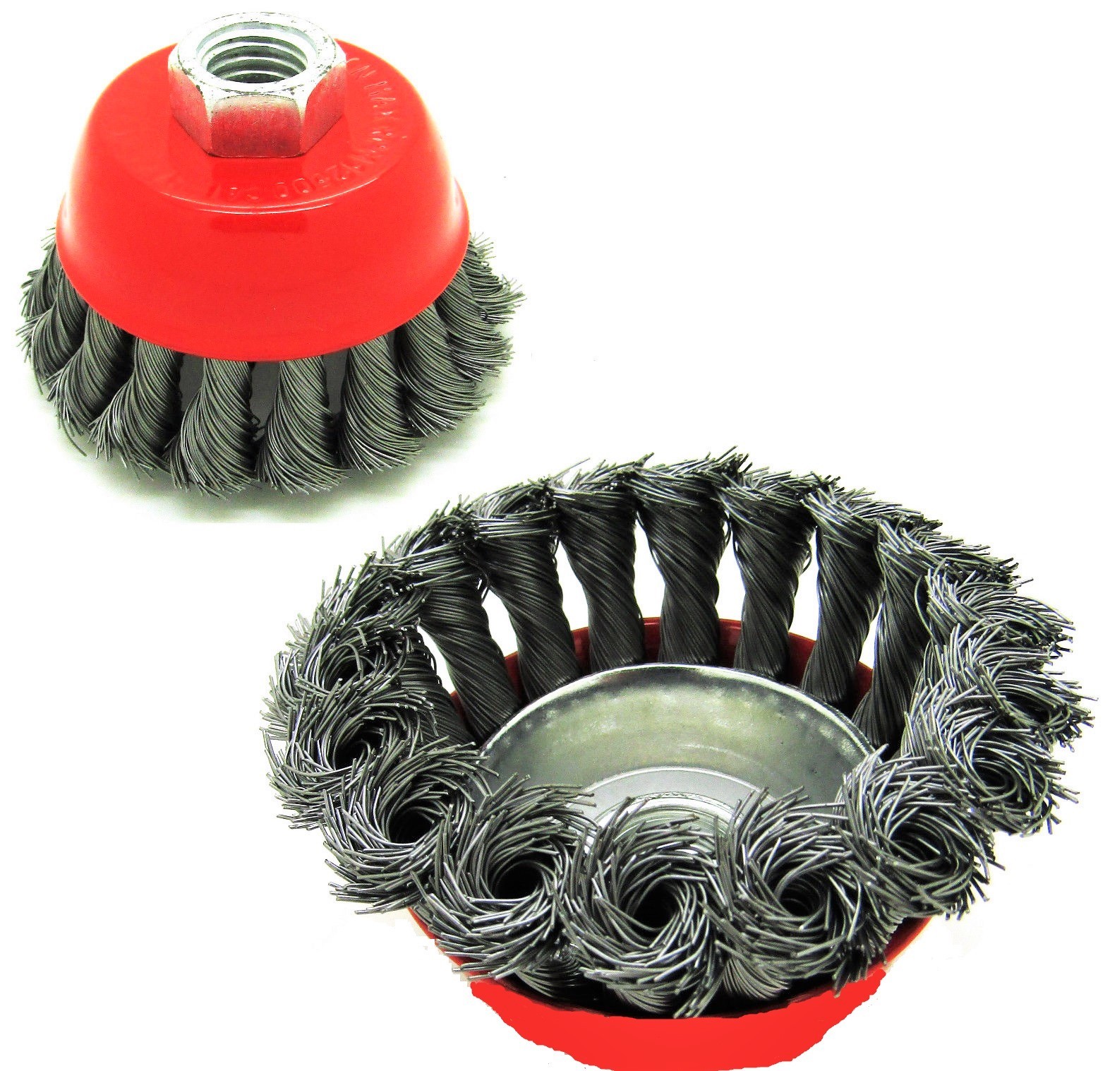 2 CALHAWK 5" CUP BRUSH KNOTTED KNOT TYPE WIRE WHEEL FITS 4-1/2 ANGLE GRINDER 5/8 gallery