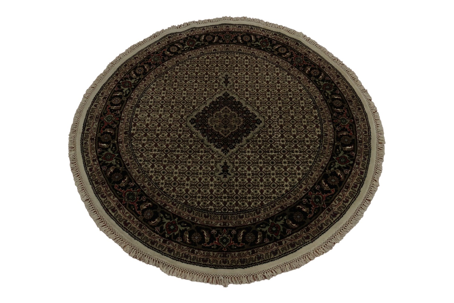 Sophisticated Circular Rug Handmade Wool Geometric Designs Traditional Rug 5x5 gallery