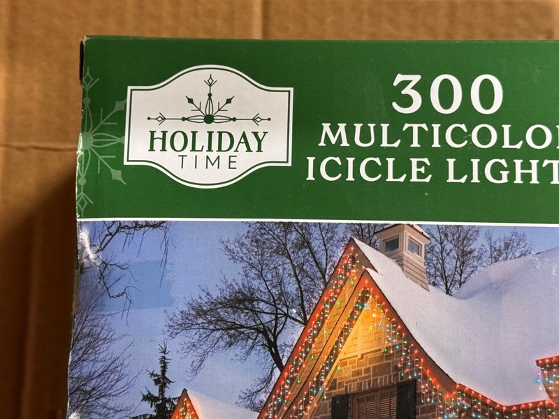 Holiday Time - 300 LED Multicolor Mini Icicle Lights White Wire 19 ft Long TOTAL gallery