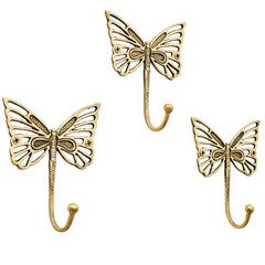 33 Lb. Solid Brass Butterfly Wall Hooks – Vintage Gold Decorative Hooks for C…