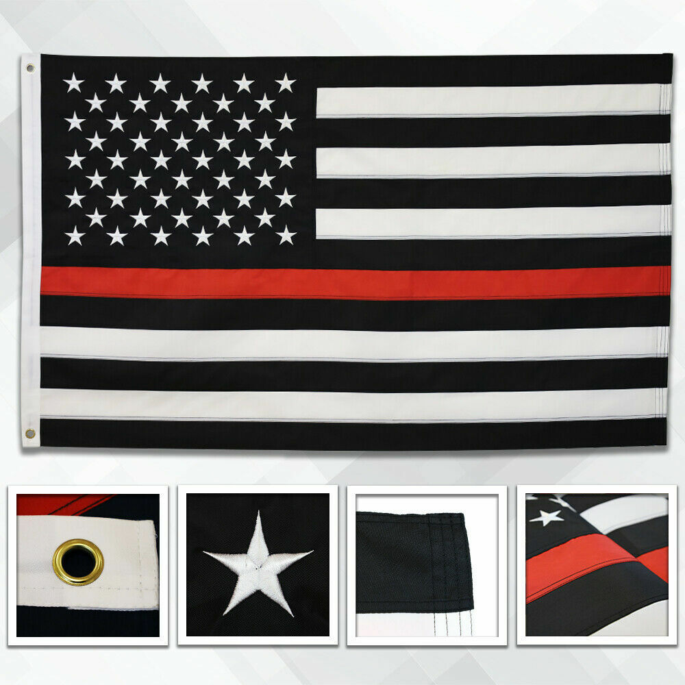 3x5 USA Thin Red Line Flag Embroidered Stars 200D Nylon USA SELLER FAST SHIP gallery