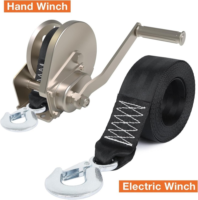 HEAVY DUTY BOAT TRAILER TOW REPLACEMENT WINCH STRAP ROPE 2" x20' WITH SNAP HOOK gallery