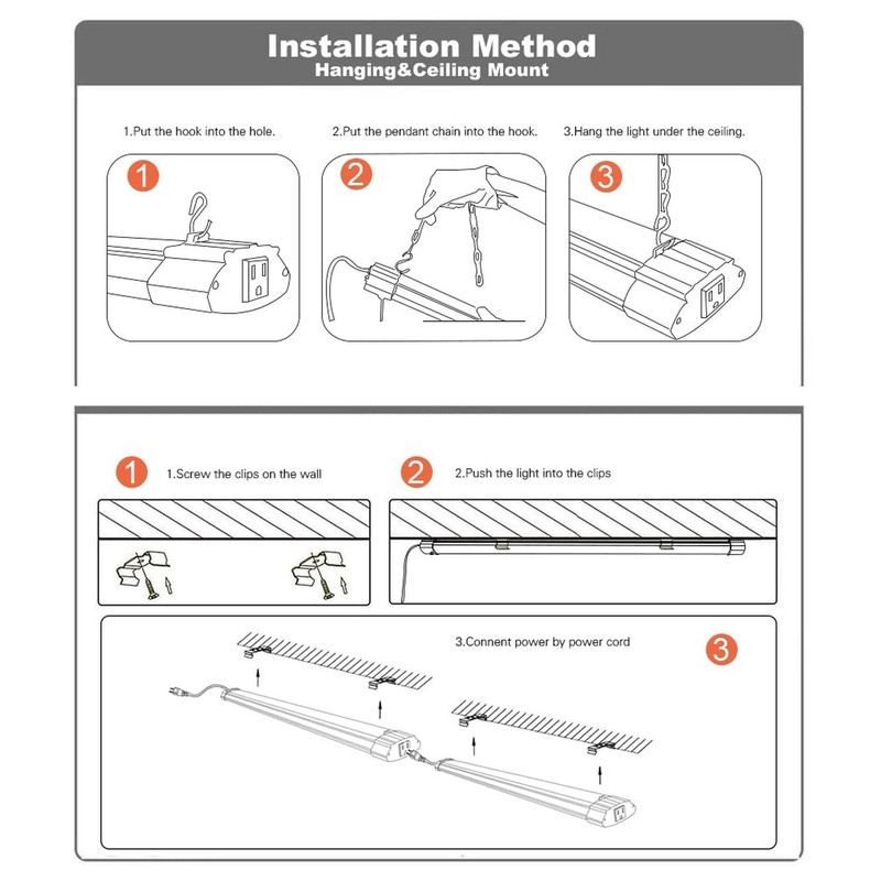 3 Pack LED Shop Light 4FT 48W Linkable Utility Integrated Ceiling Lighting Fi... gallery
