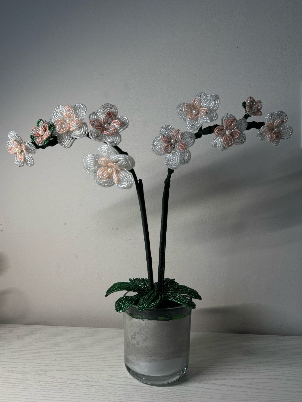 Beaded Orchid Flowers Home Decor Table Decor Handmade Vintage gallery
